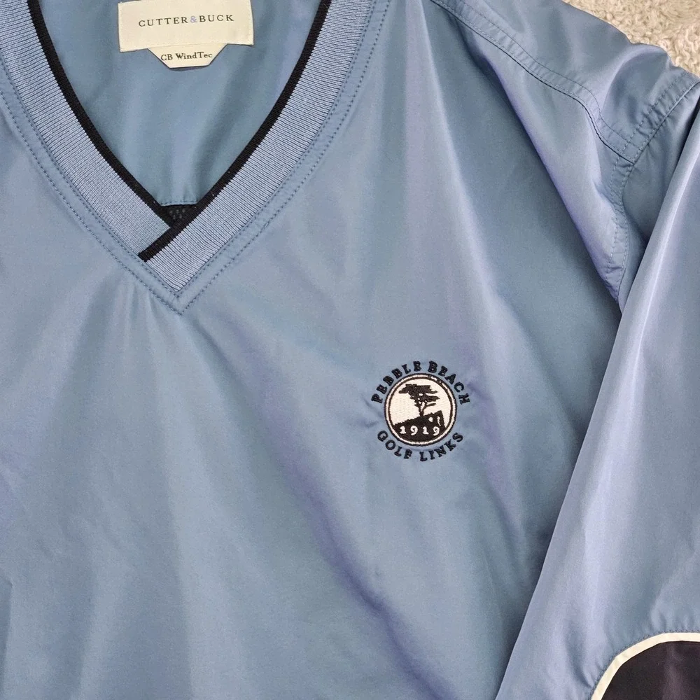 Cutter & Buck Windbreaker Mens M Blue Pebble Beach Golf Links Pullover Jacket